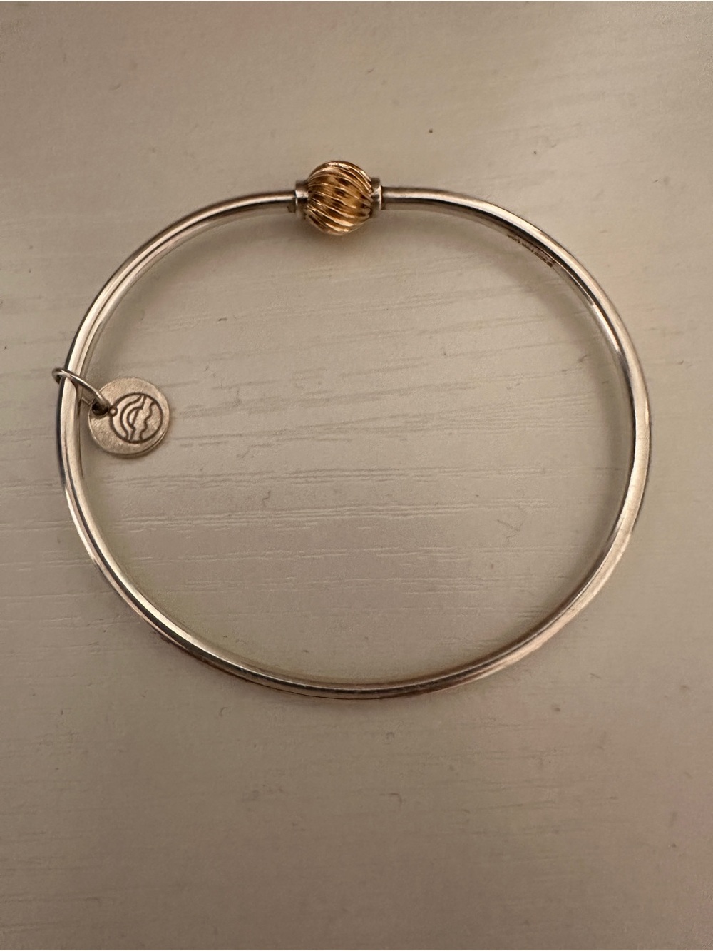 Lestage Bangle Bracelet with Gold Wave Ball - Size 7